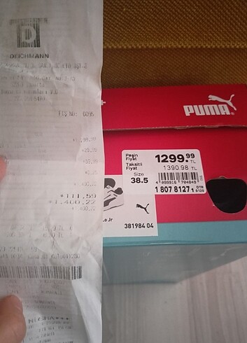 Puma Orjinal Puma ayakkabı faturalı 