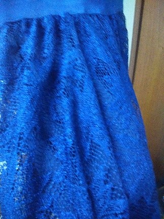 Addax koyu mavi dantel elbise