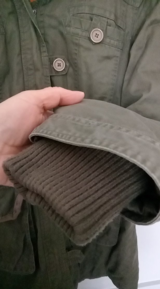 kadın asker yeşili parka - Görsel 4