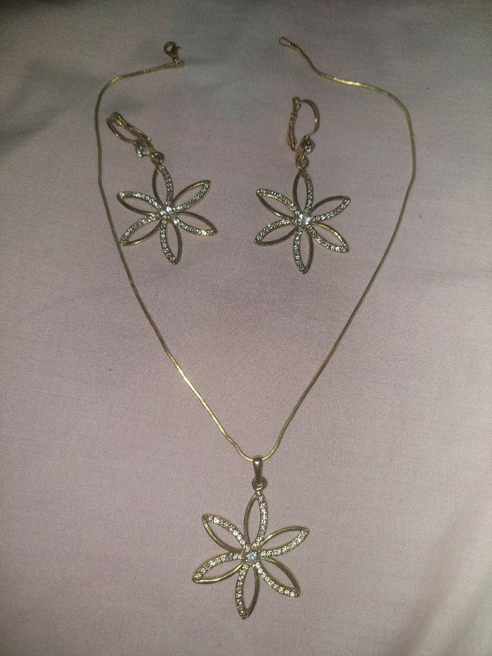 Altın Renkli gold takı seti kolye küpe - Görsel 2