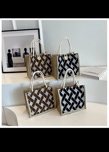 Tasarımcı Shein Retro Keten Mini Tote Çanta