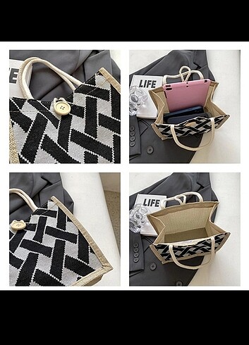  Beden Shein Retro Keten Mini Tote Çanta