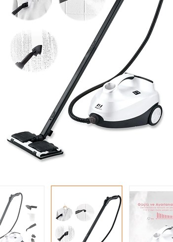 Beyaz Çok Amaçlı Buharlı Temizleyici Seti - Görsel 2