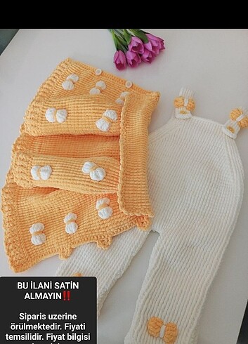 9 Ay Beden sarı Renk Örgü tulum 