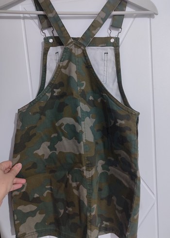 Kızlar İçin Kamuflaj Desenli Jean Askılı Tulum - Görsel 2