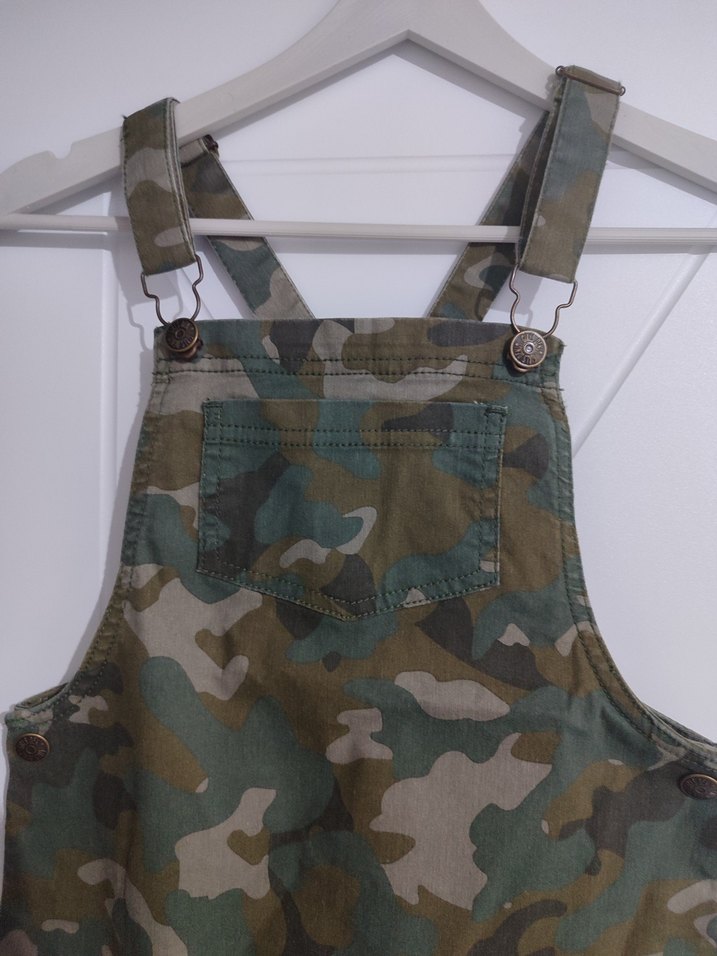 Kızlar İçin Kamuflaj Desenli Jean Askılı Tulum - Görsel 3