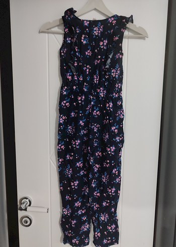 kız çocuk Çok Renkli Çiçek Desenli Uzun Tulum - Görsel 5