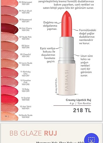 Beden çeşitli Renk FARMASİ CREAMY LİPSTİCK RUJ