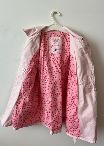 Düğmeli Pembe Kız Çocuk Trençkot - Görsel 3