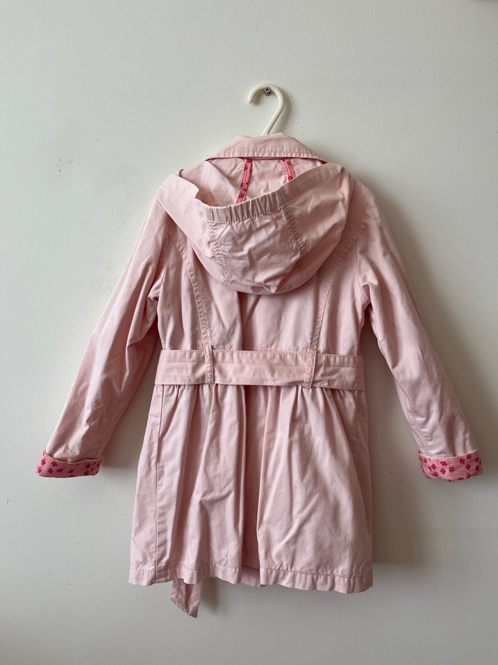 Düğmeli Pembe Kız Çocuk Trençkot - Görsel 2