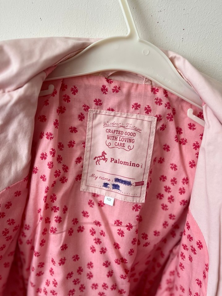 Düğmeli Pembe Kız Çocuk Trençkot - Görsel 4