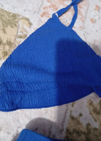 Mavi Mini Fırfırlı Bohem Plaj Takımı - Görsel 4