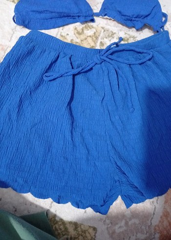 Mavi Mini Fırfırlı Bohem Plaj Takımı - Görsel 3