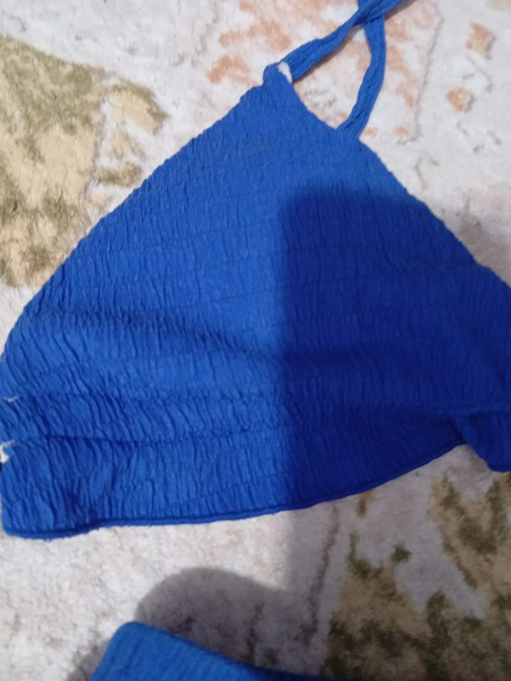 Mavi Mini Fırfırlı Bohem Plaj Takımı - Görsel 4