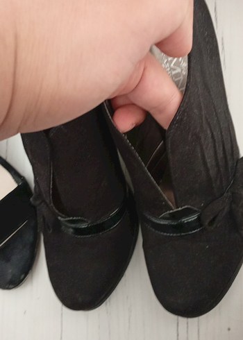 Diğer Siyah Süet Kadın Topuklu Ofis Ayakkabısı