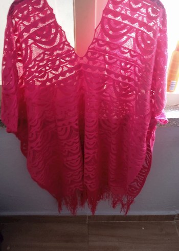 Dantel Detaylı Pembe Bohem plaj elbisesi - Görsel 2