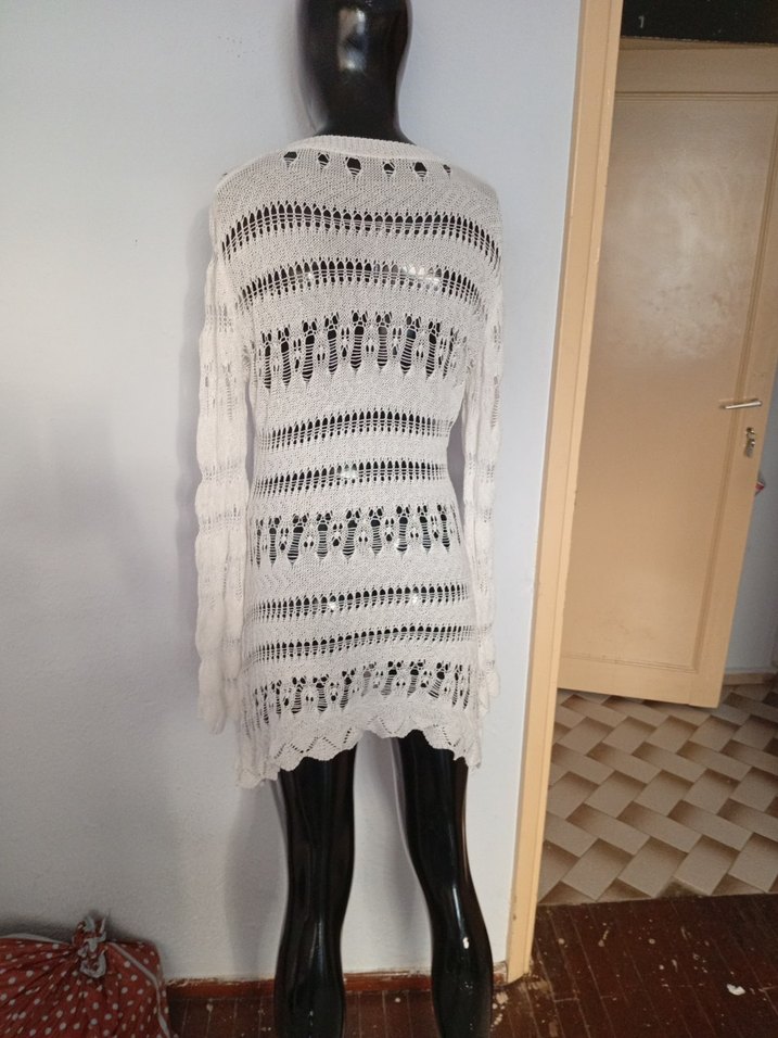 Uzun Kollu Bohem Nakışlı Örgü Kadın elbise - Görsel 3