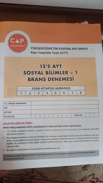  Ayt çap yayınları sosyal bilimler denemesi