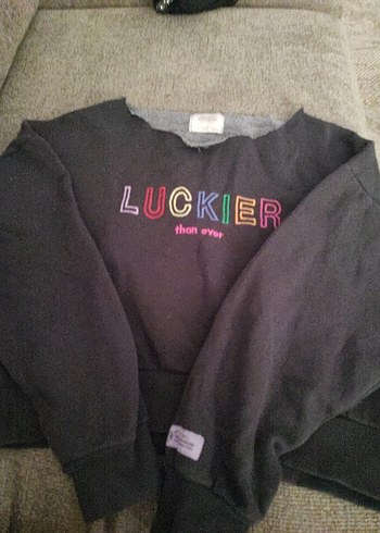 Kız Çocuk Gri Baskılı Triko Sweatshirt