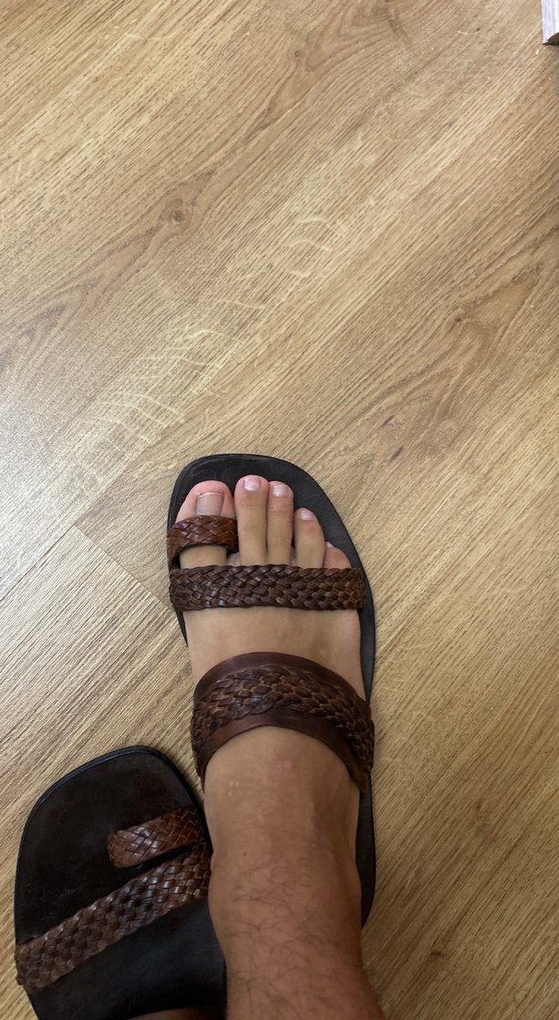 Erkek Kahverengi Deri Dolgu Topuklu Sandalet - Görsel 3