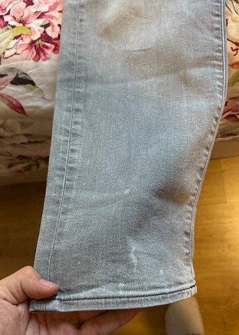 33 Beden Gri Bol Kesim Denim Erkek Kot Pantolon