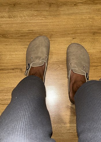 Tokalı Gri Süet erkek terlik - Görsel 2