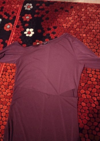 ## TRENDYOL## 44 BEDEN##Bordo Uzun Drapeli Kadın Elbise## - Görsel 3