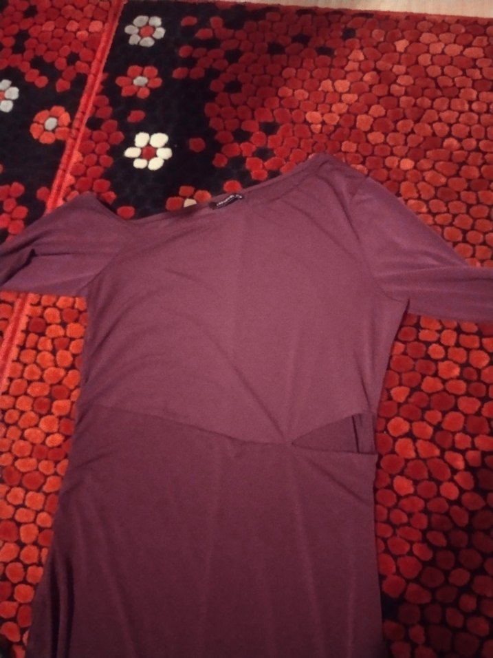 ## TRENDYOL## 44 BEDEN##Bordo Uzun Drapeli Kadın Elbise## - Görsel 3