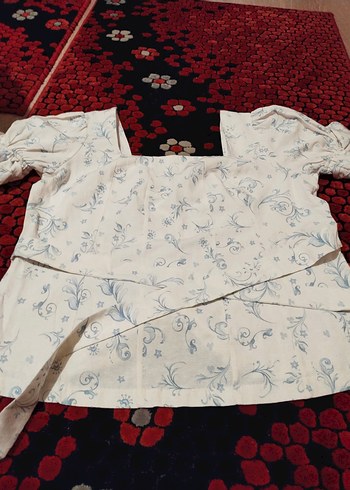 ##TRENDYOL## 46 BEDEN##. KETEN#Beyaz Kısa Kollu Bohem Keten Bluz - Görsel 2