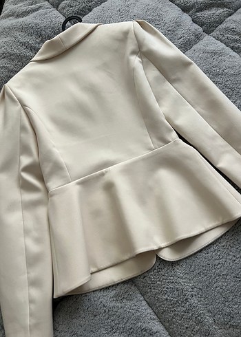 Bej Kadın Düğmeli Ofis Blazeri - Görsel 3