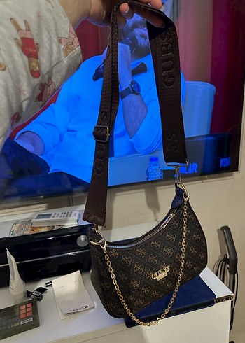 Kahverengi Baskılı Deri guess çanta - Görsel 3