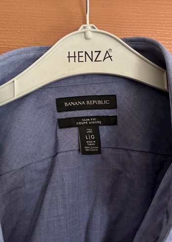 l/xl Beden Uzun Kollu Düğmeli Mavi Keten Erkek Gömlek