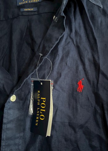 xl Beden lacivert Renk Ralph lauren Düğmeli Lacivert Erkek Keten Gömlek orjınal