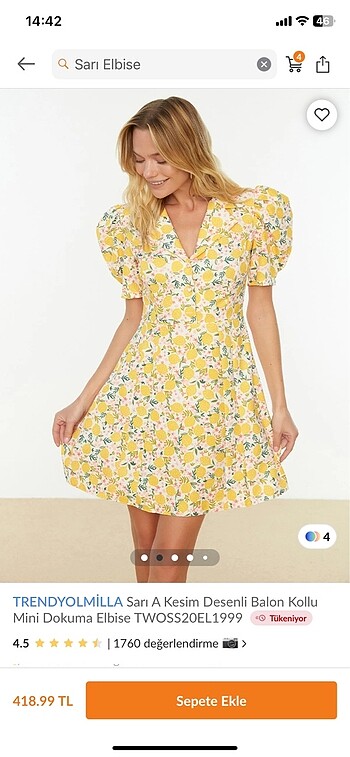 Trendyolmilla Limonlu Elbise
