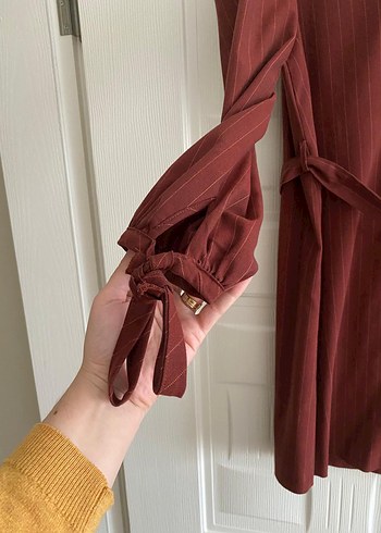 Bordo Düğmeli Vintage Kadın Tunik - Görsel 3