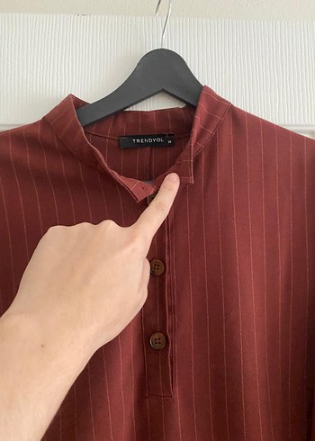 Bordo Düğmeli Vintage Kadın Tunik - Görsel 2