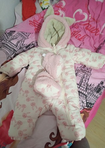 Midimod Pembe Desenli Bebek Astronot Tulumu - Görsel 5