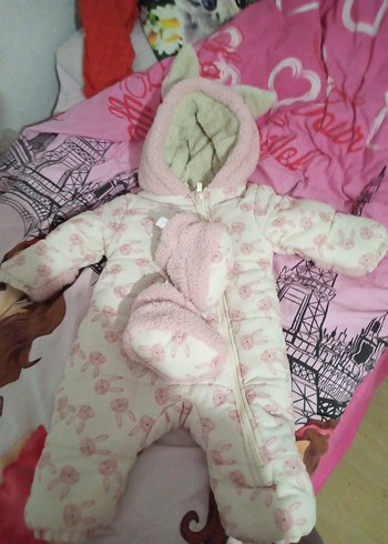 Midimod Pembe Desenli Bebek Astronot Tulumu - Görsel 6