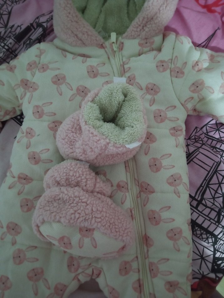 Midimod Pembe Desenli Bebek Astronot Tulumu - Görsel 4