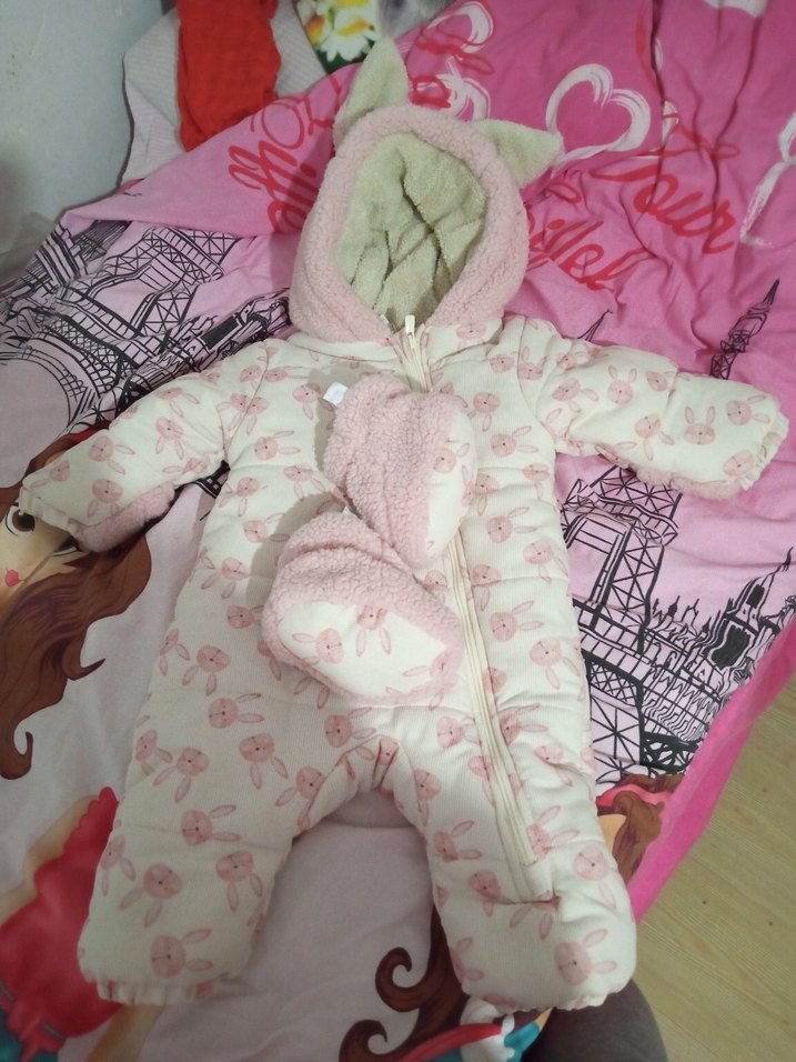 Midimod Pembe Desenli Bebek Astronot Tulumu - Görsel 5