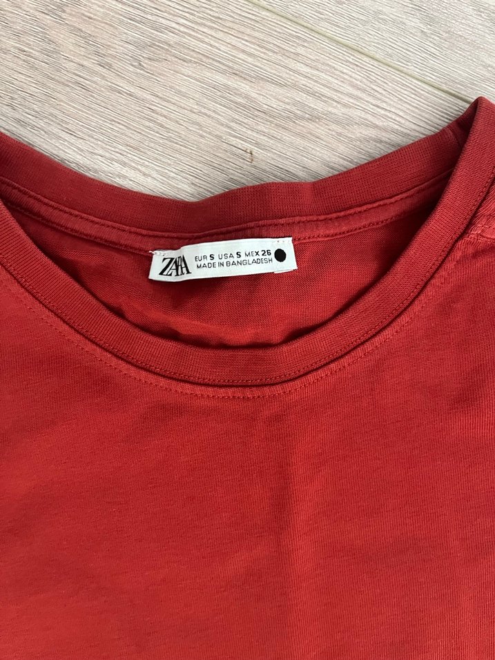 Kırmızı Kadın Kısa Kollu Basic Tişört - Görsel 2