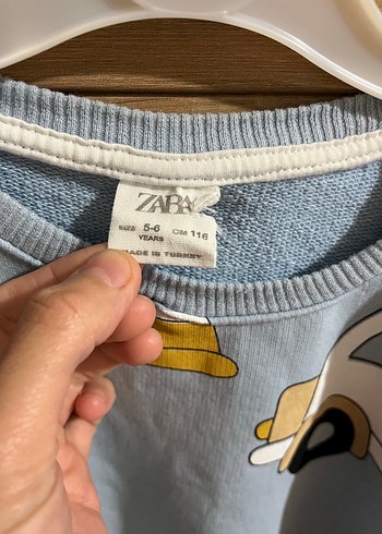 Zara Renkli Baskılı Mavi Erkek Sweatshirt