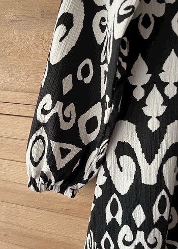 Bohem Siyah Desenli Uzun Elbise - Görsel 3