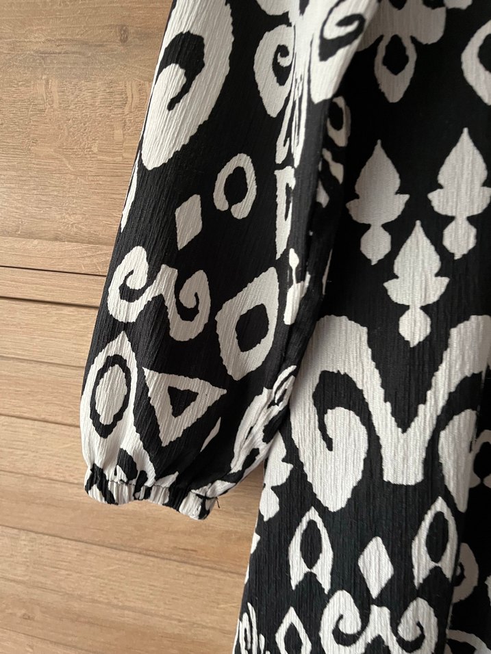 Bohem Siyah Desenli Uzun Elbise - Görsel 3