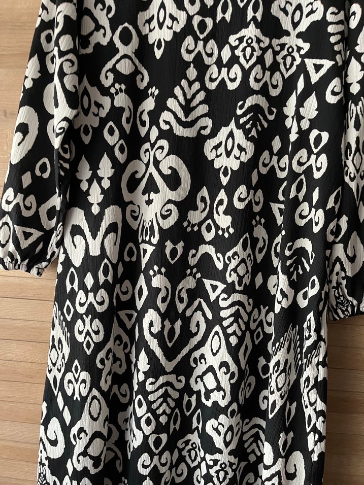 Bohem Siyah Desenli Uzun Elbise - Görsel 2