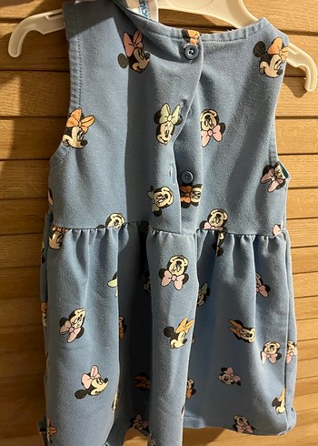 Kız Çocuk Mavi Denim Baskılı Elbise - Görsel 4