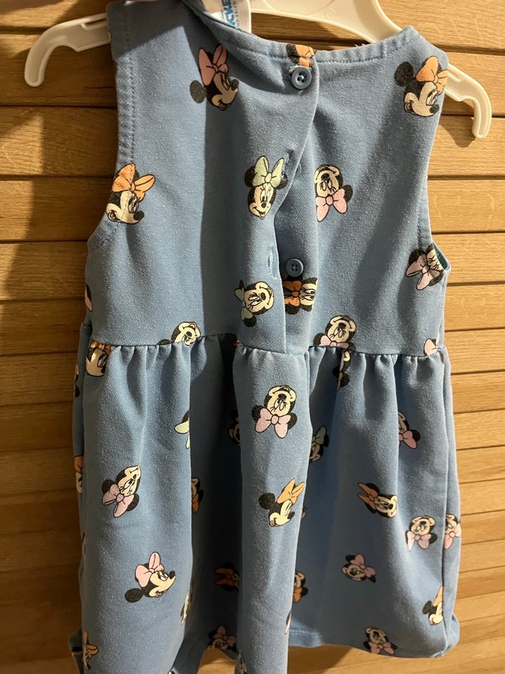 Kız Çocuk Mavi Denim Baskılı Elbise - Görsel 4