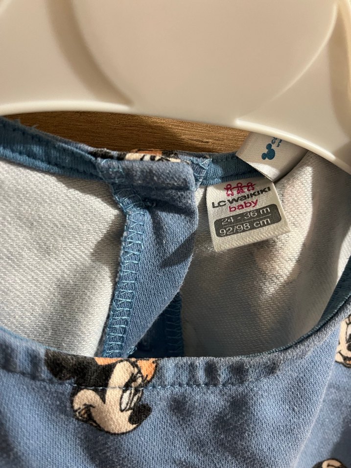 Kız Çocuk Mavi Denim Baskılı Elbise - Görsel 3