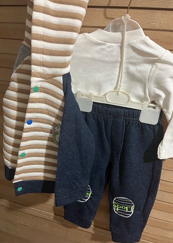 Düğmeli Kahverengi Bebek Takımı - Görsel 6