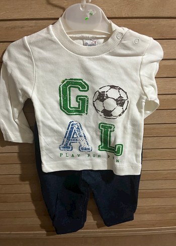 Düğmeli Kahverengi Bebek Takımı - Görsel 4